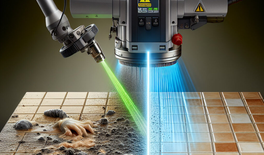 Laser cleaning for removing contaminants from tile surfaces