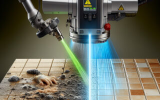 Laser cleaning for removing contaminants from tile surfaces