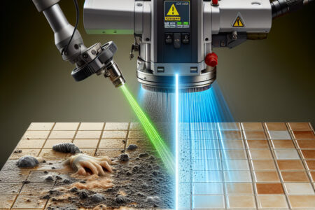 Laser cleaning for removing contaminants from tile surfaces